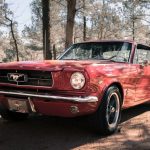 Vintage Car - pink Ford Mustang