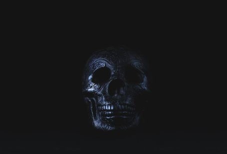 Sugar Skull - silver-colored skull accessory on black surface
