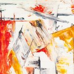 Abstract Painting - white, yellow, and red abstract painting