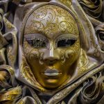 Venetian Mask - gold and white masquerade ball mask