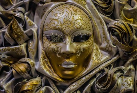 Venetian Mask - gold and white masquerade ball mask