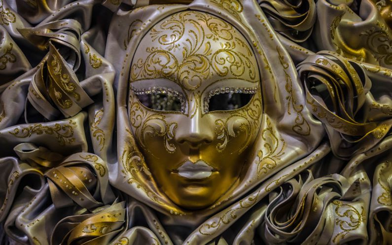 Venetian Mask - gold and white masquerade ball mask